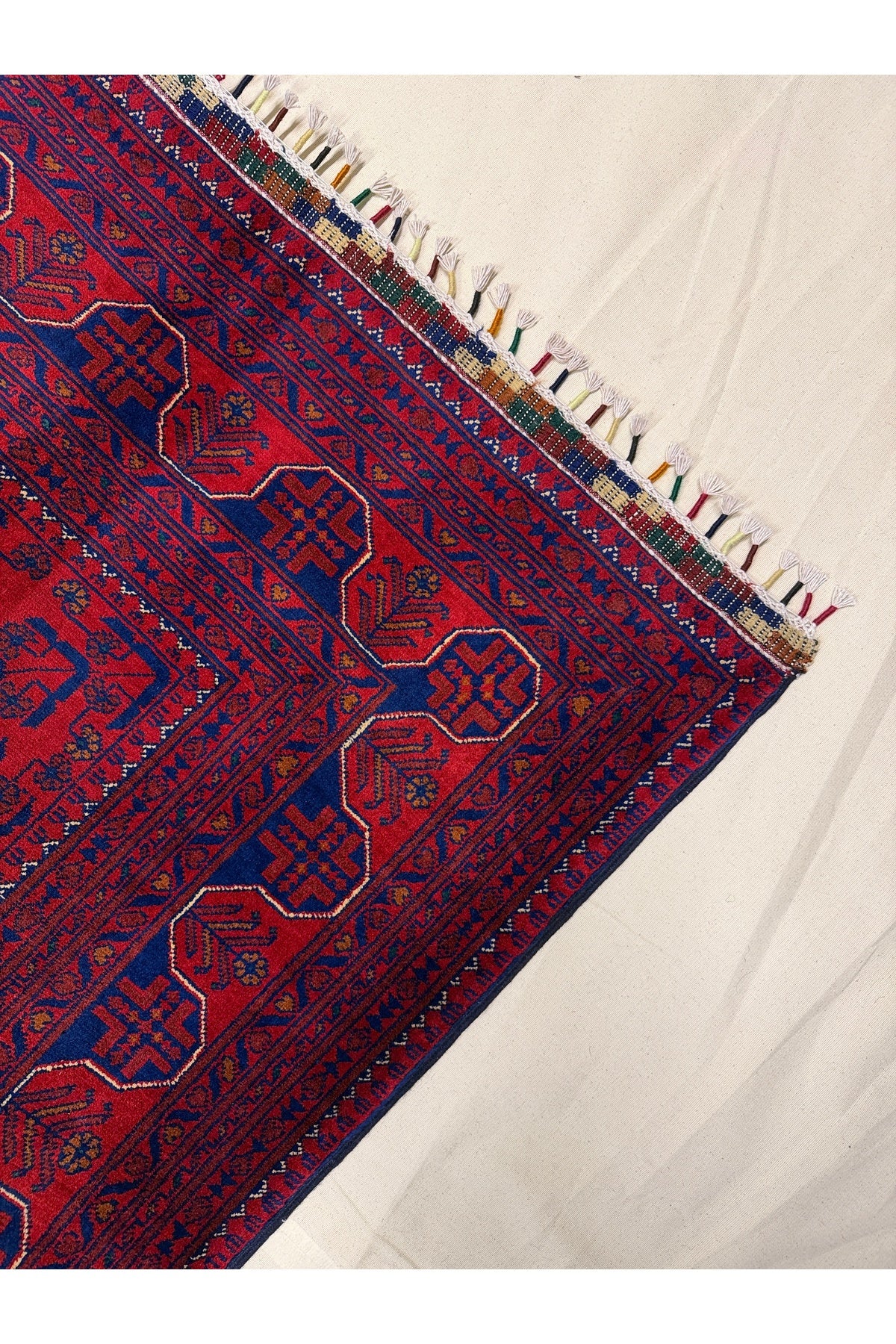 Afghan Rug Hand-Woven 6 Meter 100% Wool Natural Dye Handicraft ile Harika Yildiz Pattern