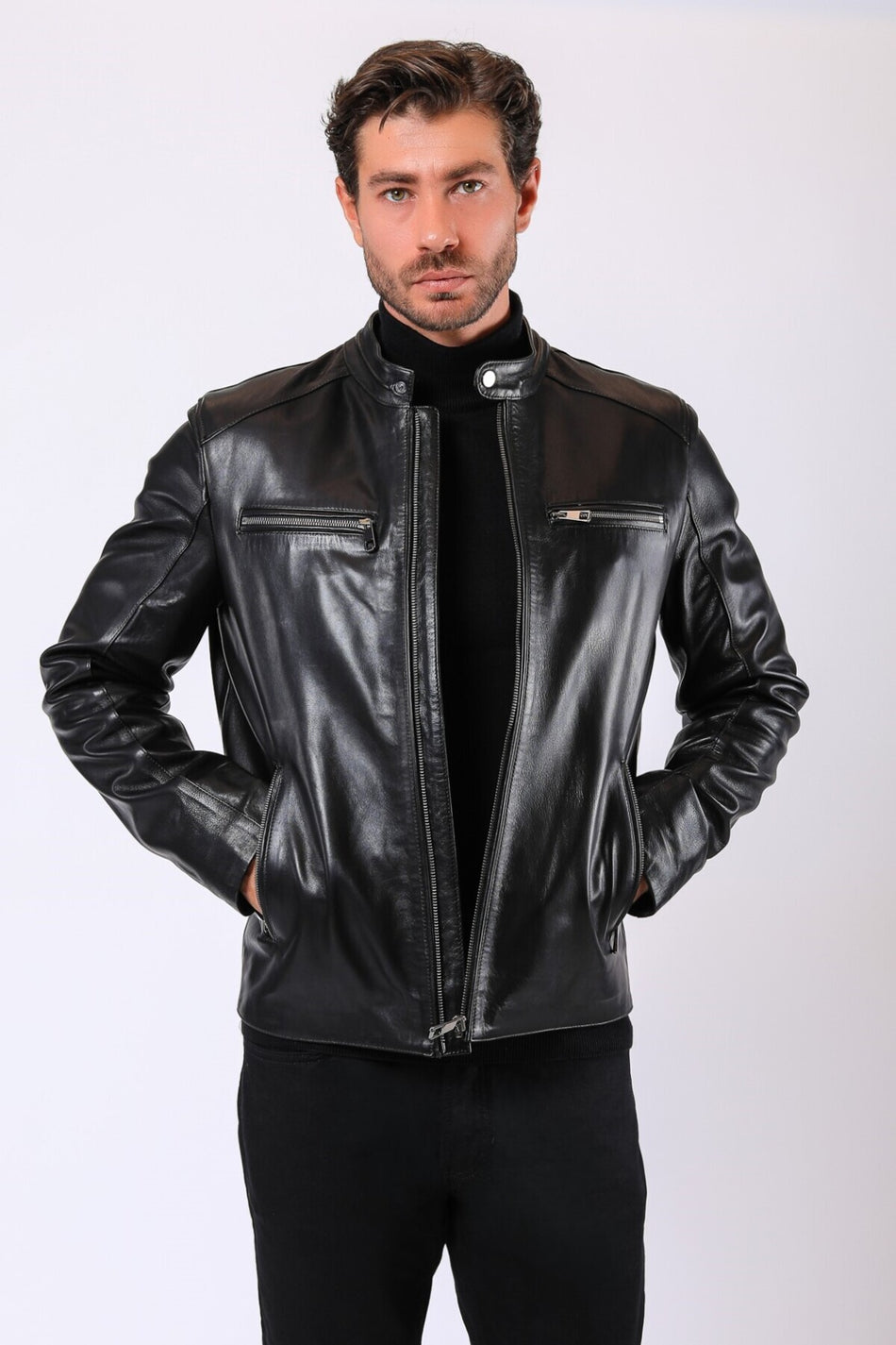Leather Club zwarte jas van echt leer