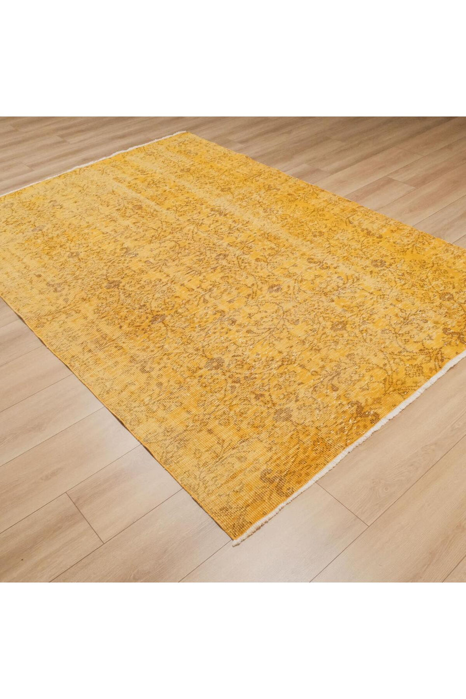 Halicizade Hand-Woven Vintage Pattern Yellow Wool Classic Rug