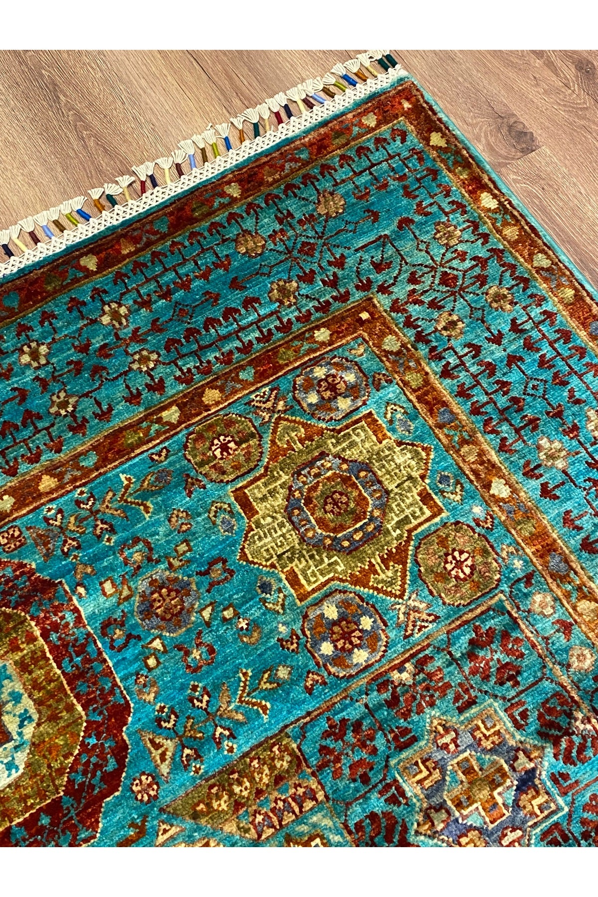 fethiyehalikilim Hand-Woven Afghan Memluk Rug %100 Wool%100 Hand-Woven Natural Decorative Rug, Handcrafted Original Design