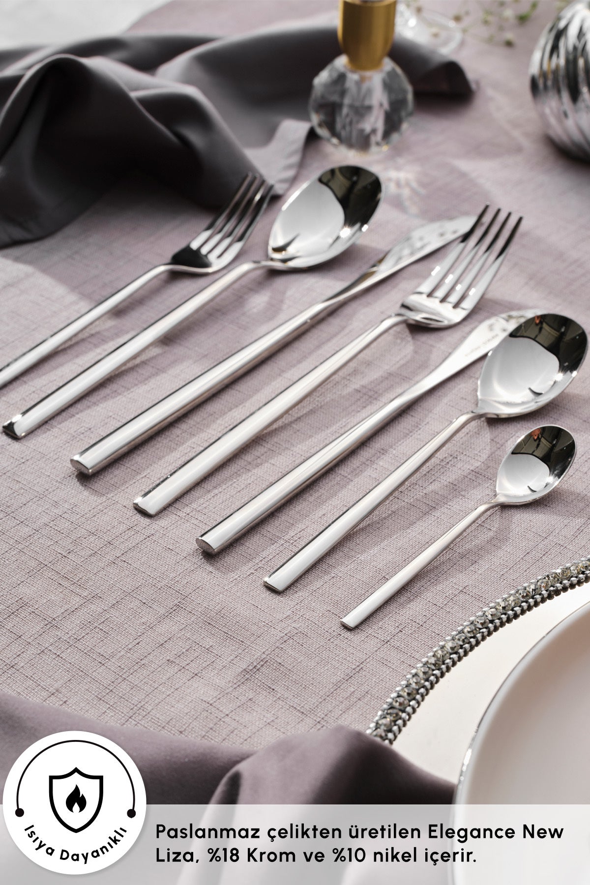 Karaca new liza 84 Piece 12 Place Setting Flatware Set - MALLTURK