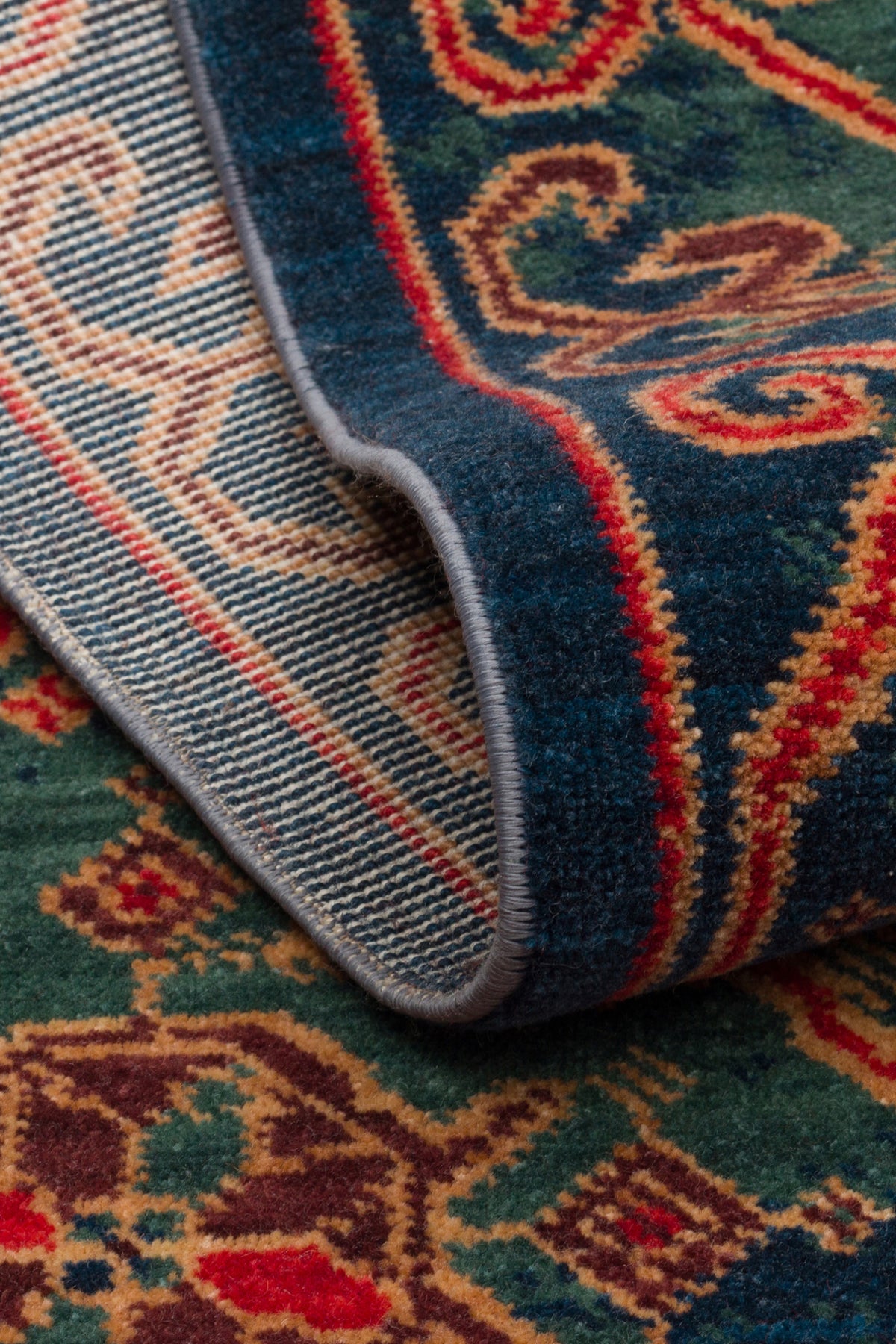 Nesem Rug Boutique Ekohali Kadim Kdm 01 Navy Red Anatolian Motifs Featuring New Zellanda Wool with Produced Handcrafted - MALLTURK