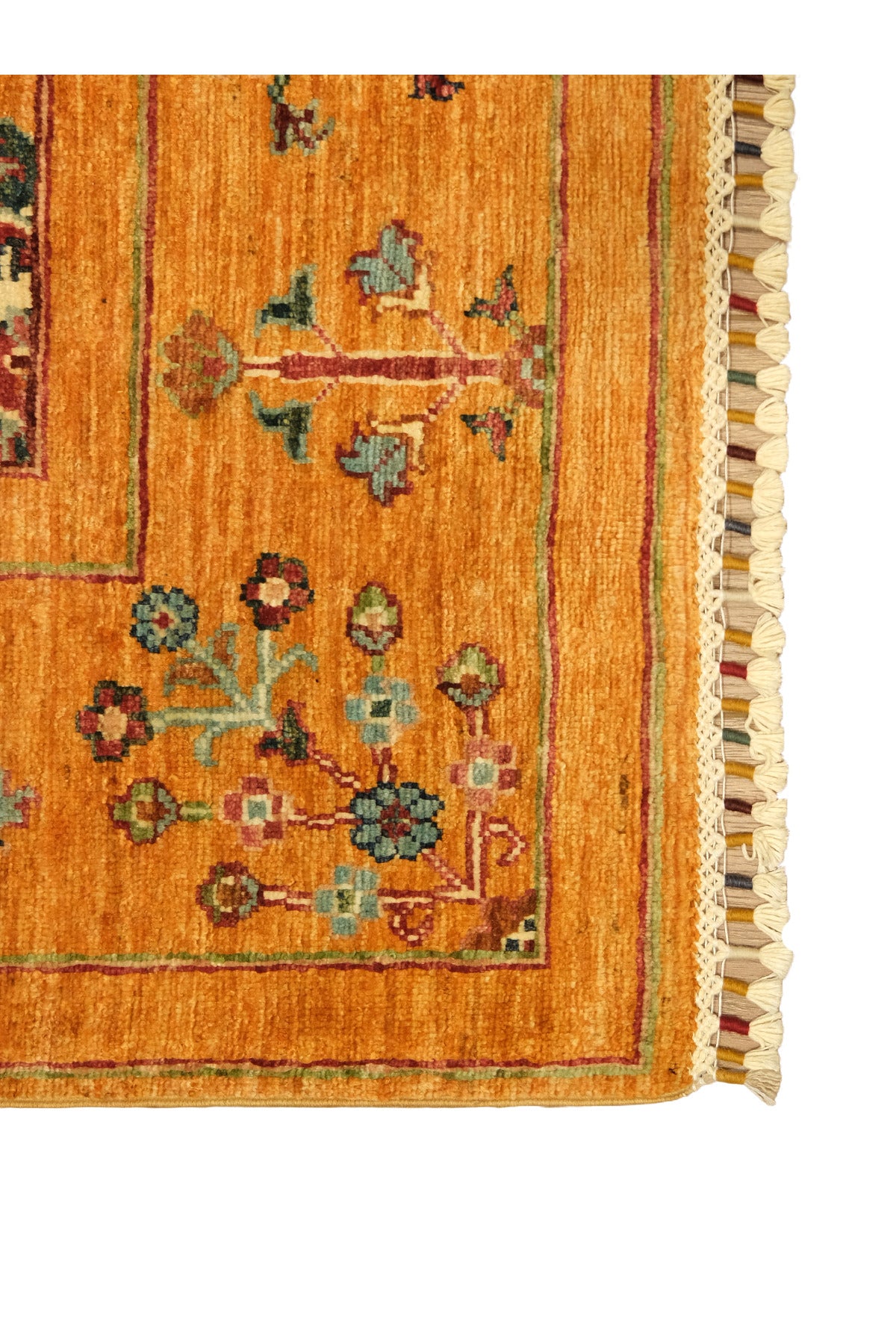 Vog Rug Sultani Handcrafted Anatolian Pattern Pattern Orange Fringed Modern and Traditional Living Room Rug