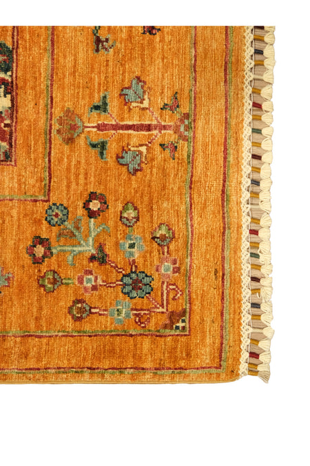Vog Rug Sultani Handcrafted Anatolian Pattern Pattern Orange Fringed Modern and Traditional Living Room Rug