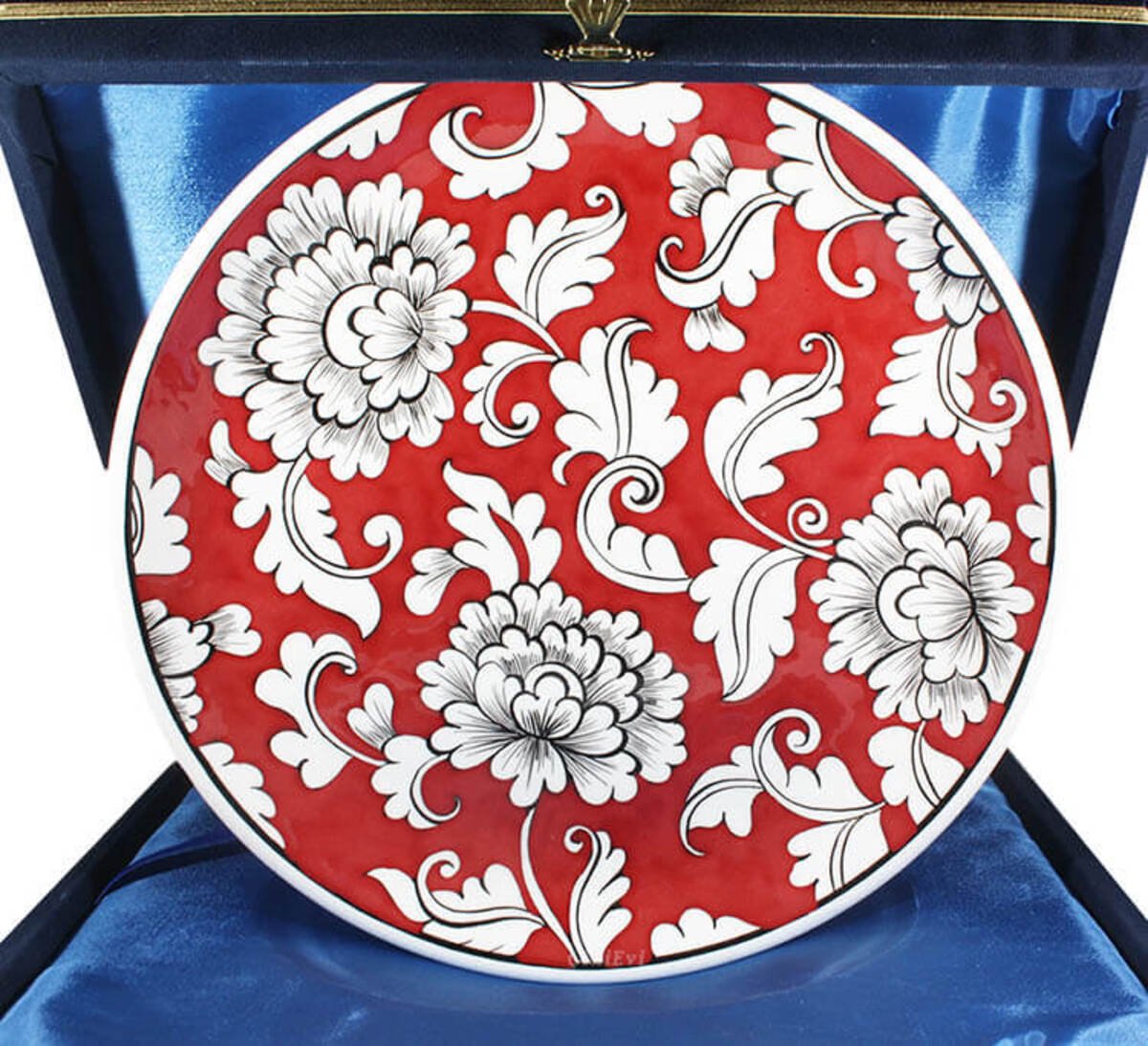Cini Evi Red Background 25cm Iznik Tile Plate - MALLTURK