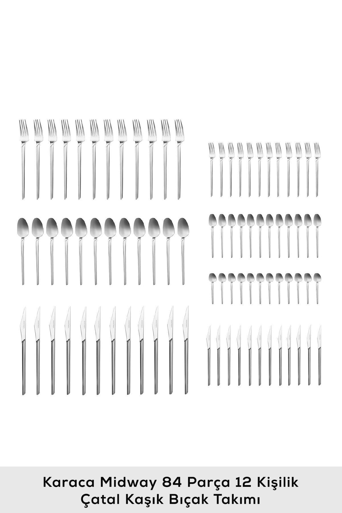 Karaca midway 84 Piece 12 Place Setting Flatware Set - MALLTURK
