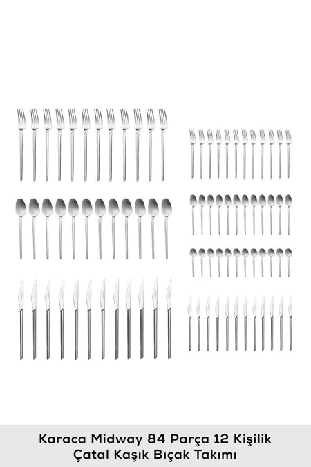 Karaca midway 84 Piece 12 Place Setting Flatware Set - MALLTURK