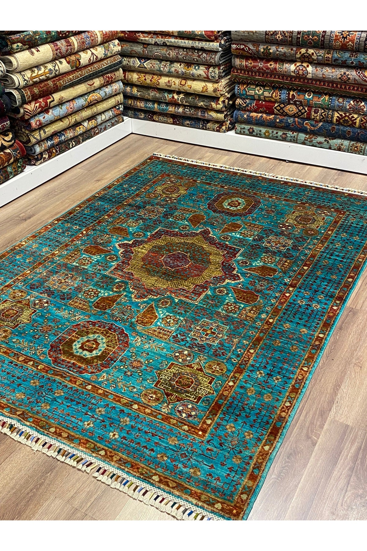 fethiyehalikilim Hand-Woven Afghan Memluk Rug %100 Wool%100 Hand-Woven Natural Decorative Rug, Handcrafted Original Design