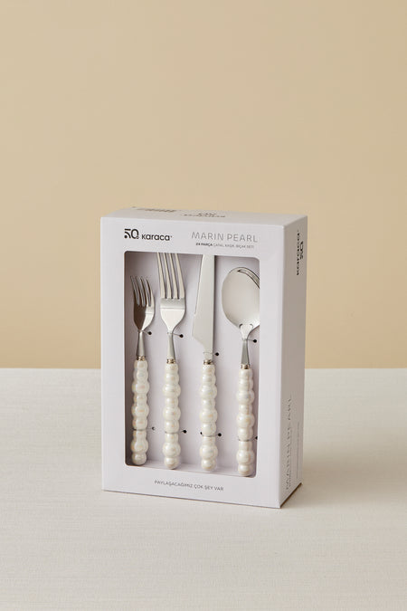 Karaca marin pearl 24 Piece 6 Place Setting Flatware Set - MALLTURK