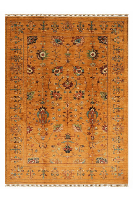 Vog Rug Sultani Handcrafted Anatolian Pattern Pattern Orange Fringed Modern and Traditional Living Room Rug