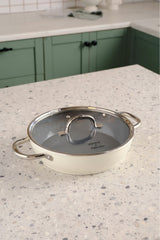 Karaca x Refika Swiss Crystal Kulplu 0 Yag Ile Nonstick Saute Pan Creamy - MALLTURK