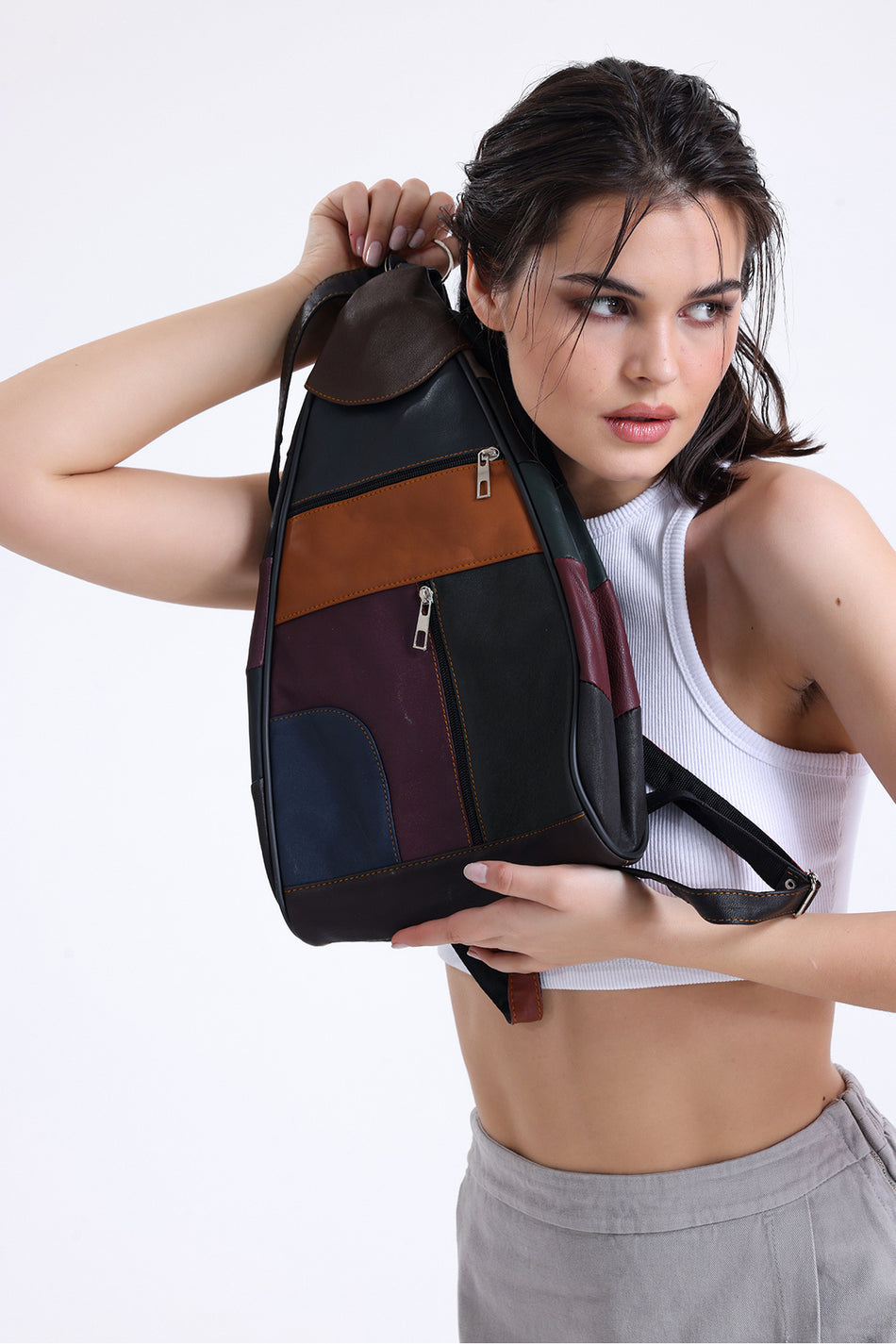 Fubileather Genuine Leather Soft Textured Backpack, Shoulder Bag