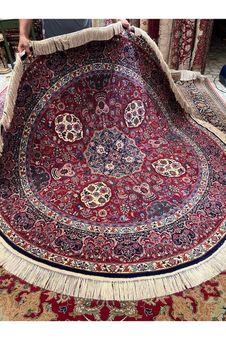 RD RAMAZAN DAG Hand Rug Art Hand-Woven Iranian Isfahan Yuvarlak Rug Wool Blend Size 215x215 - MALLTURK