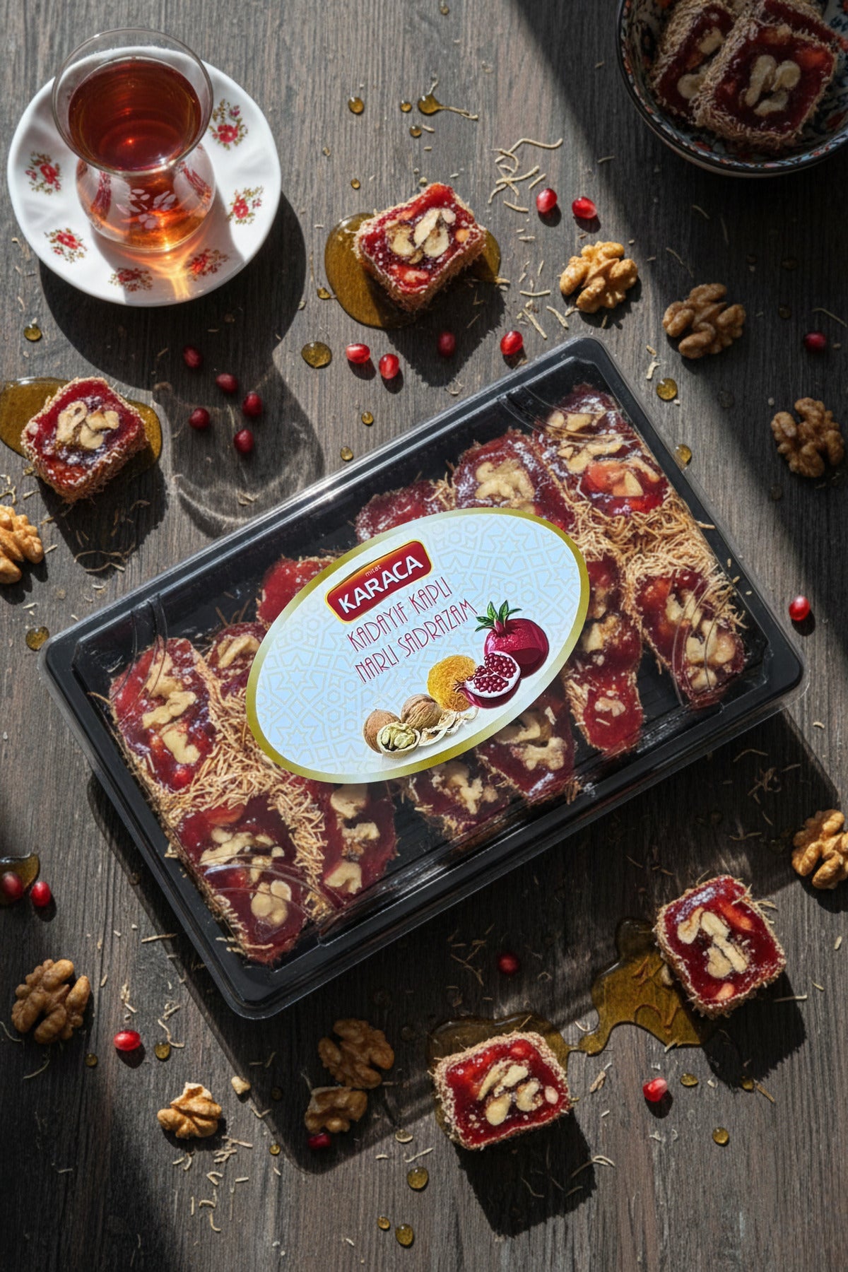 MITAT karaca kadayif Coated Pomegranate Flavored Grand Vizier Style Turkish Delight 400 g - MALLTURK