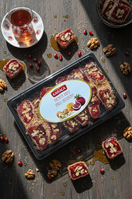 MITAT karaca kadayif Coated Pomegranate Flavored Grand Vizier Style Turkish Delight 400 g - MALLTURK