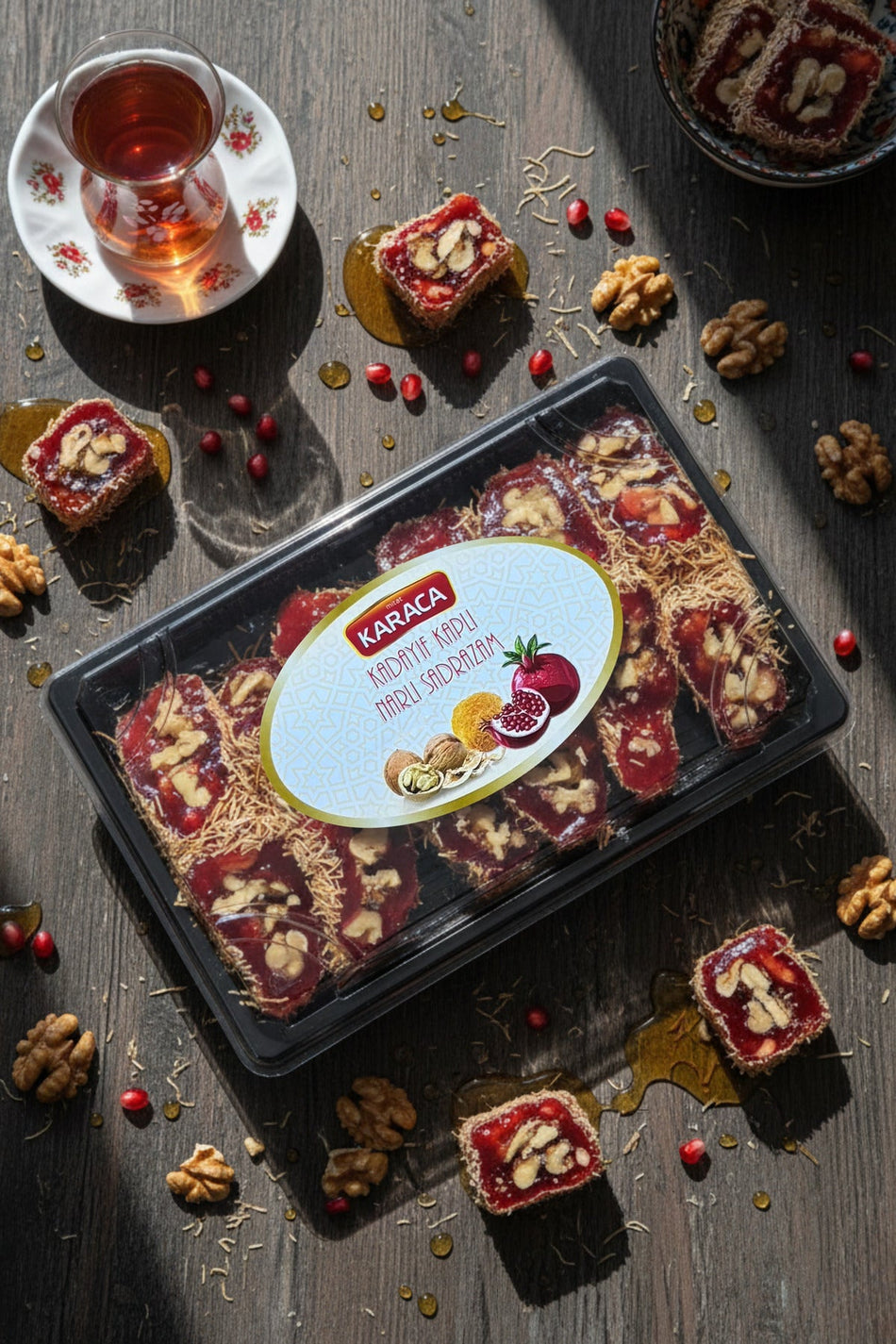 MITAT karaca kadayif Coated Pomegranate Flavored Grand Vizier Style Turkish Delight 400 g - MALLTURK