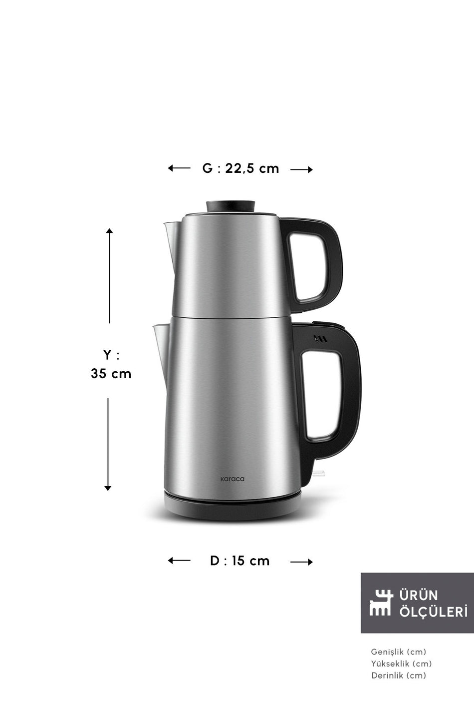 Karaca Tea Break 2 in 1 Stainless Steel Water Kettle Tea Maker inox Black - MALLTURK