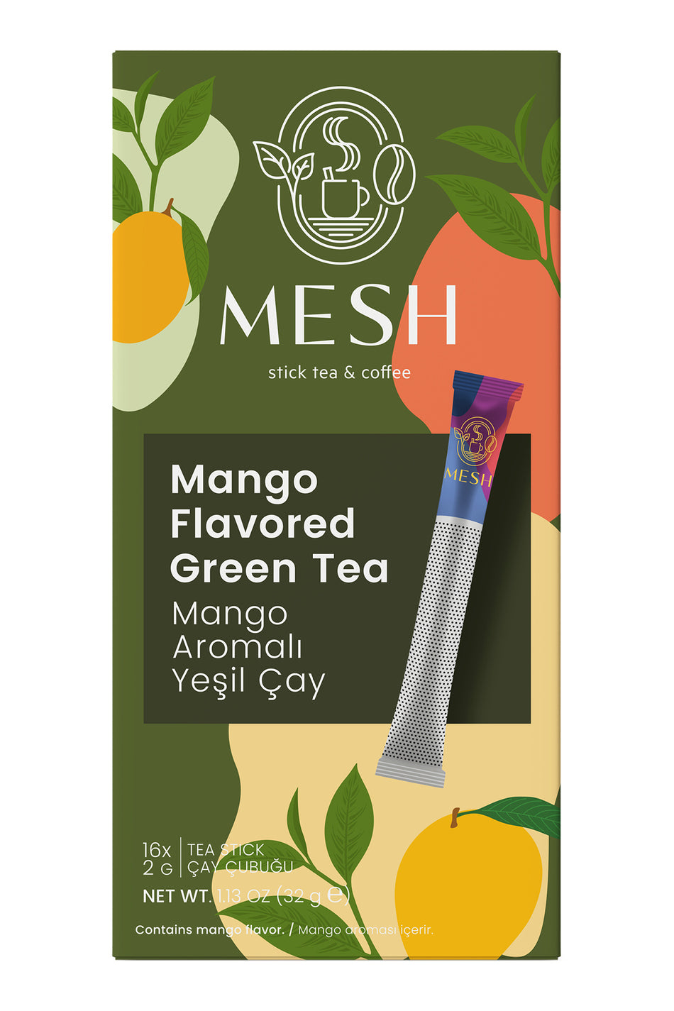 Mesh Stick Green Tea Mango Herbal and Fruit Tea 16-Pack