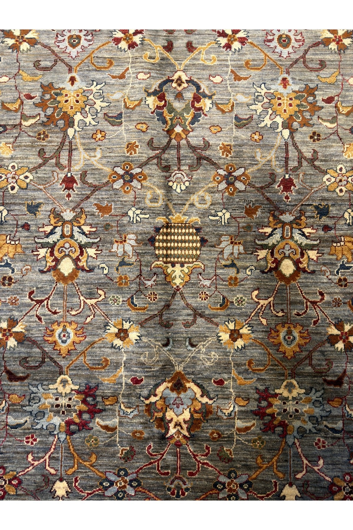 Afgan Rug Hand-Woven 10 Meter Sultani Design Grey Color 100% Wool Natural Dye Elsanat Eseri - MALLTURK