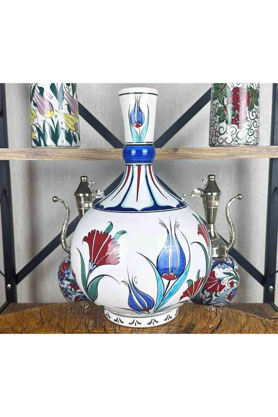 Cini Evi Traditional Tulip & Carnation – Iznik Tile Vase - MALLTURK