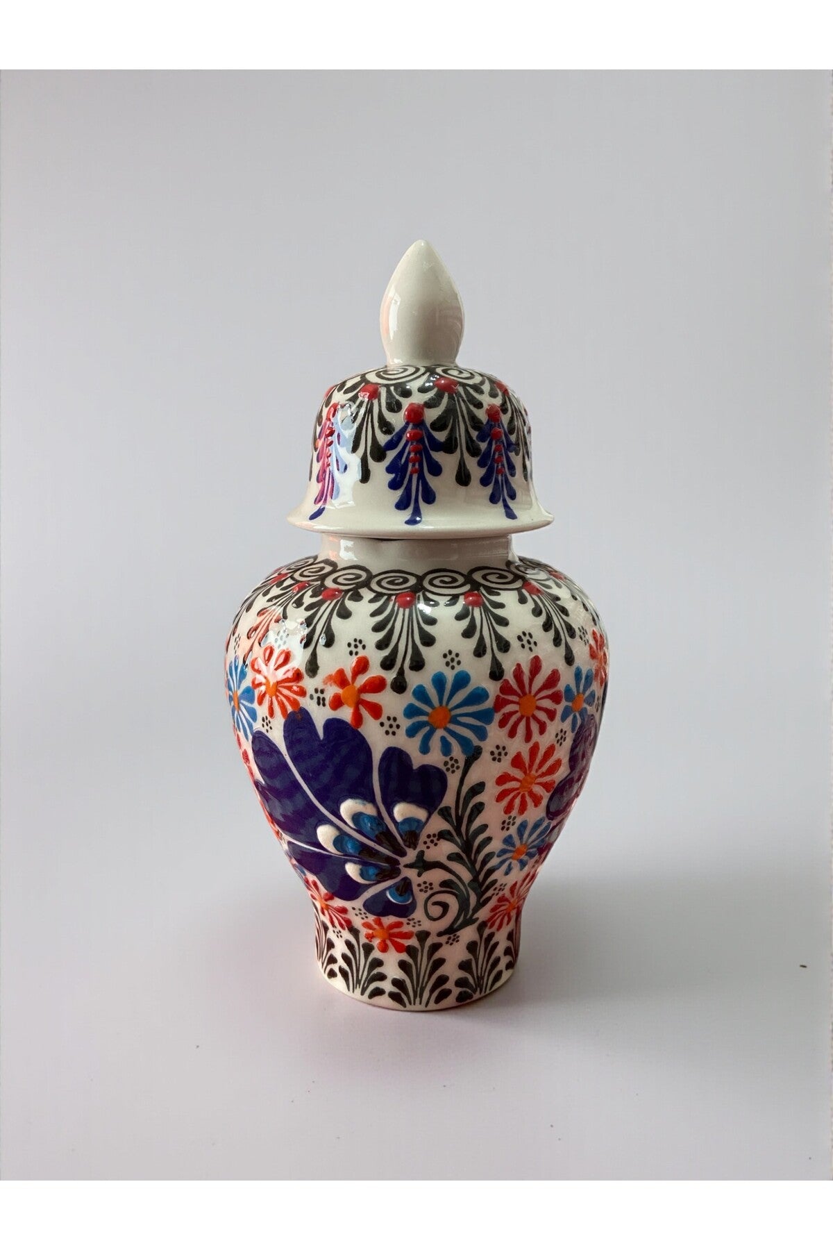 YOOS Handmade Embossed and Lace Work 25cm Carnation Motif White Shah Cube Ceramic Vase - MALLTURK