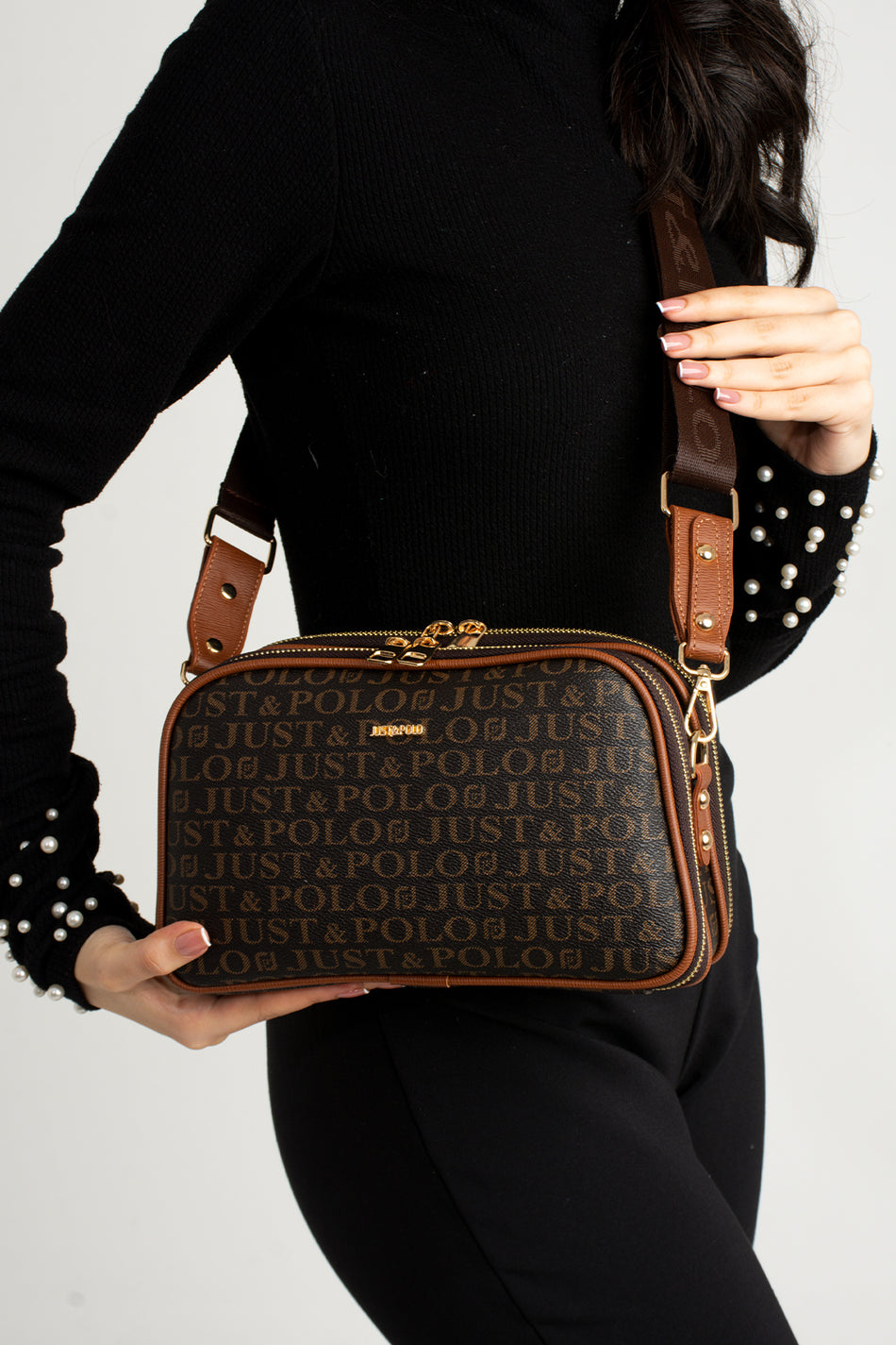 Just Polo New Season Suede Colorful Pattern Shoulder Bag - MALLTURK
