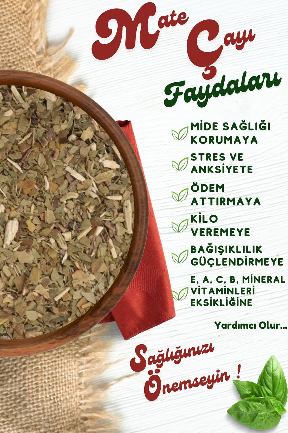 Gulcehre Yorem Afyon Natural Mate Leaf, Yerba Mate {ilex Paraguariensis} | 85g (For those who say goodbye to fatigue) - MALLTURK