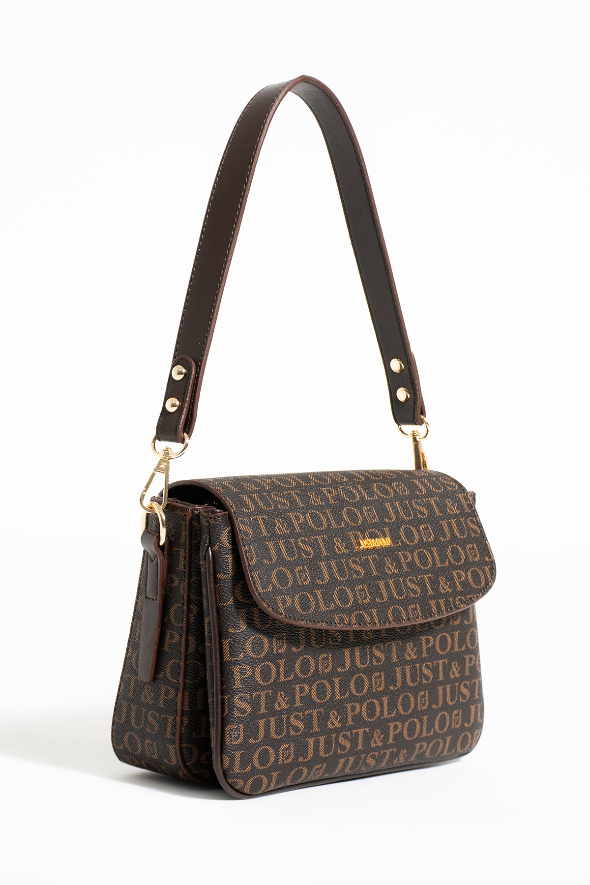 Just Polo Brown Women's Three-Compartment Shoulder Bag and Wallet Set - MALLTURK