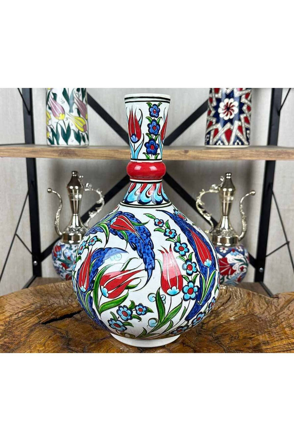 The Elegance of Tulips at the Cini Evi – Iznik Tile Vase - MALLTURK