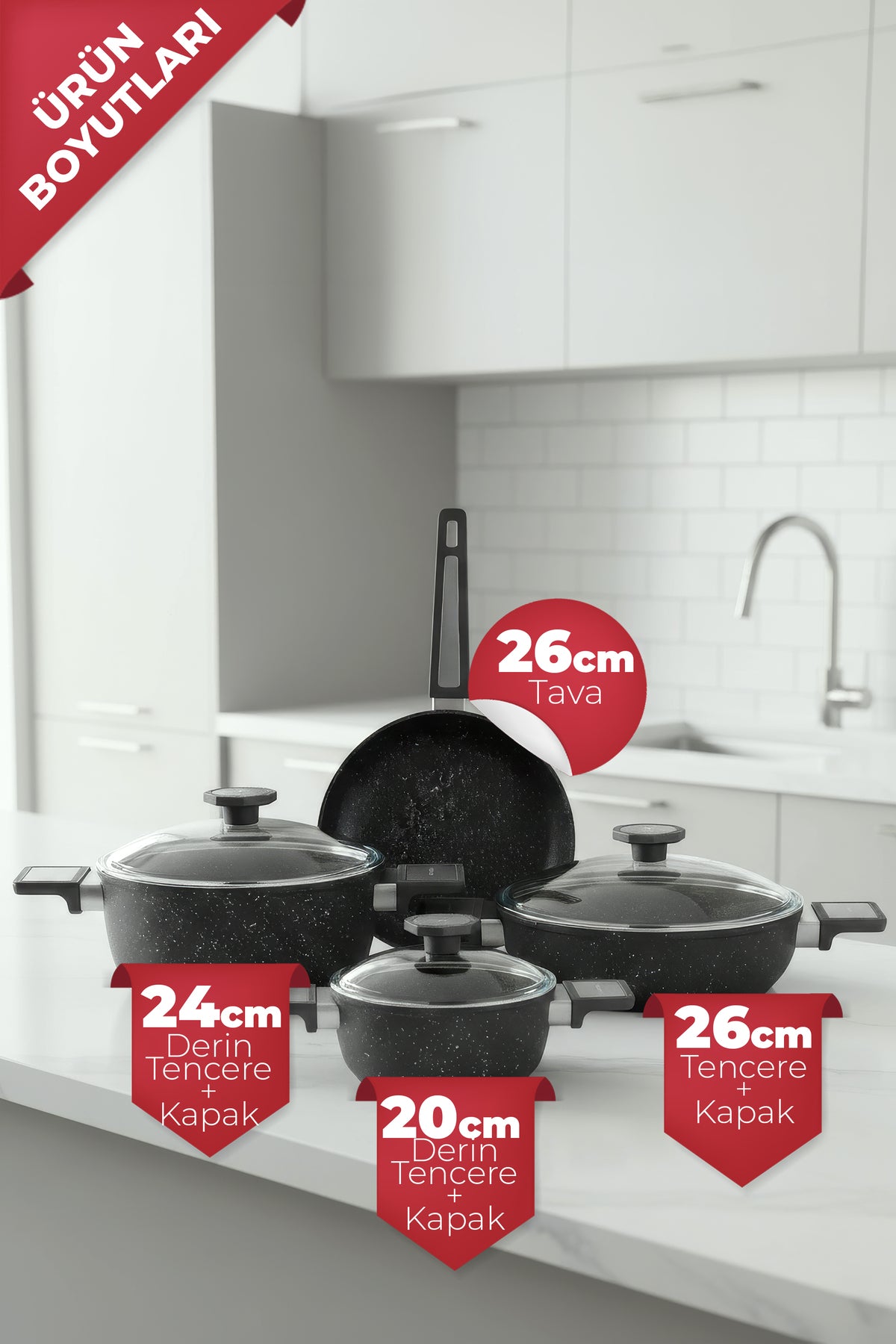 Aryildiz Vortex Galaxy 7 Piece Cookware Set