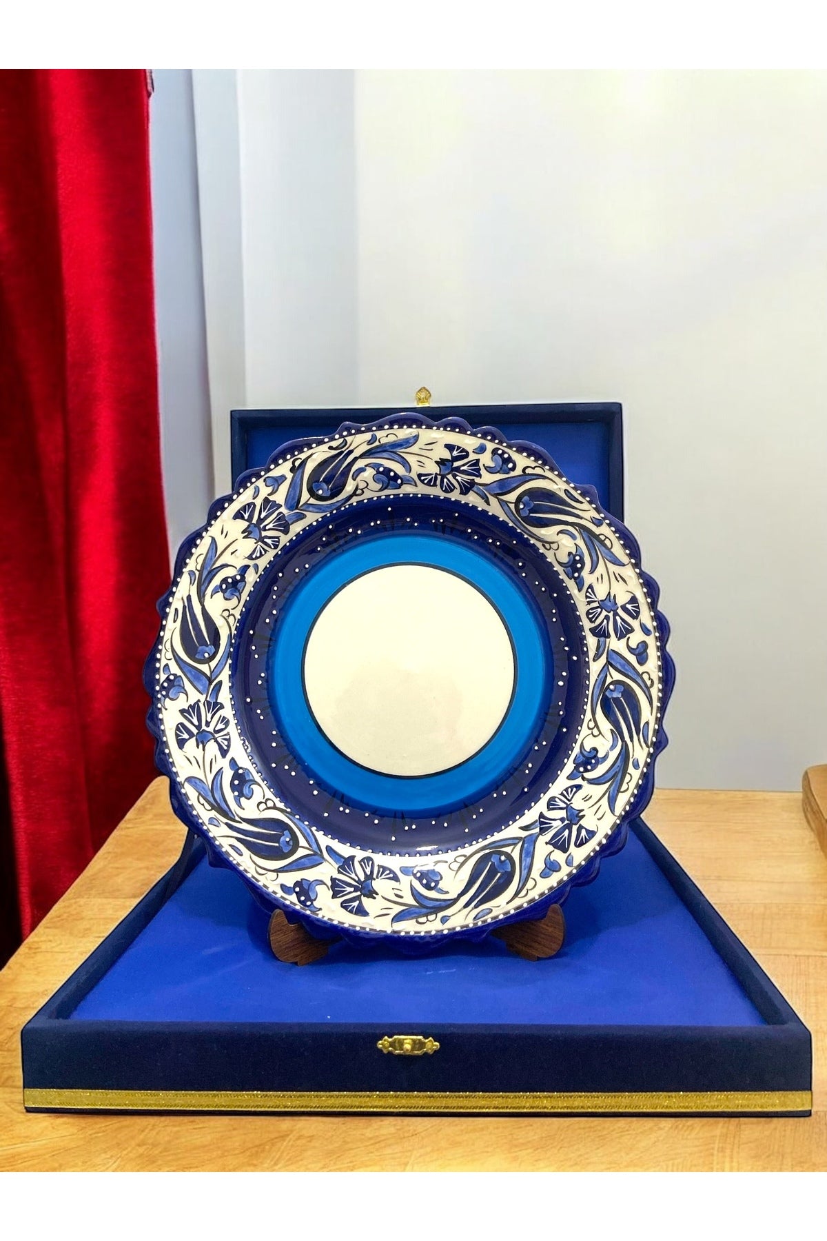 STORESZA Personalized Special 30Cm Handmade Resimli Kutahya Tile Plate - Special in Gift Box - MALLTURK