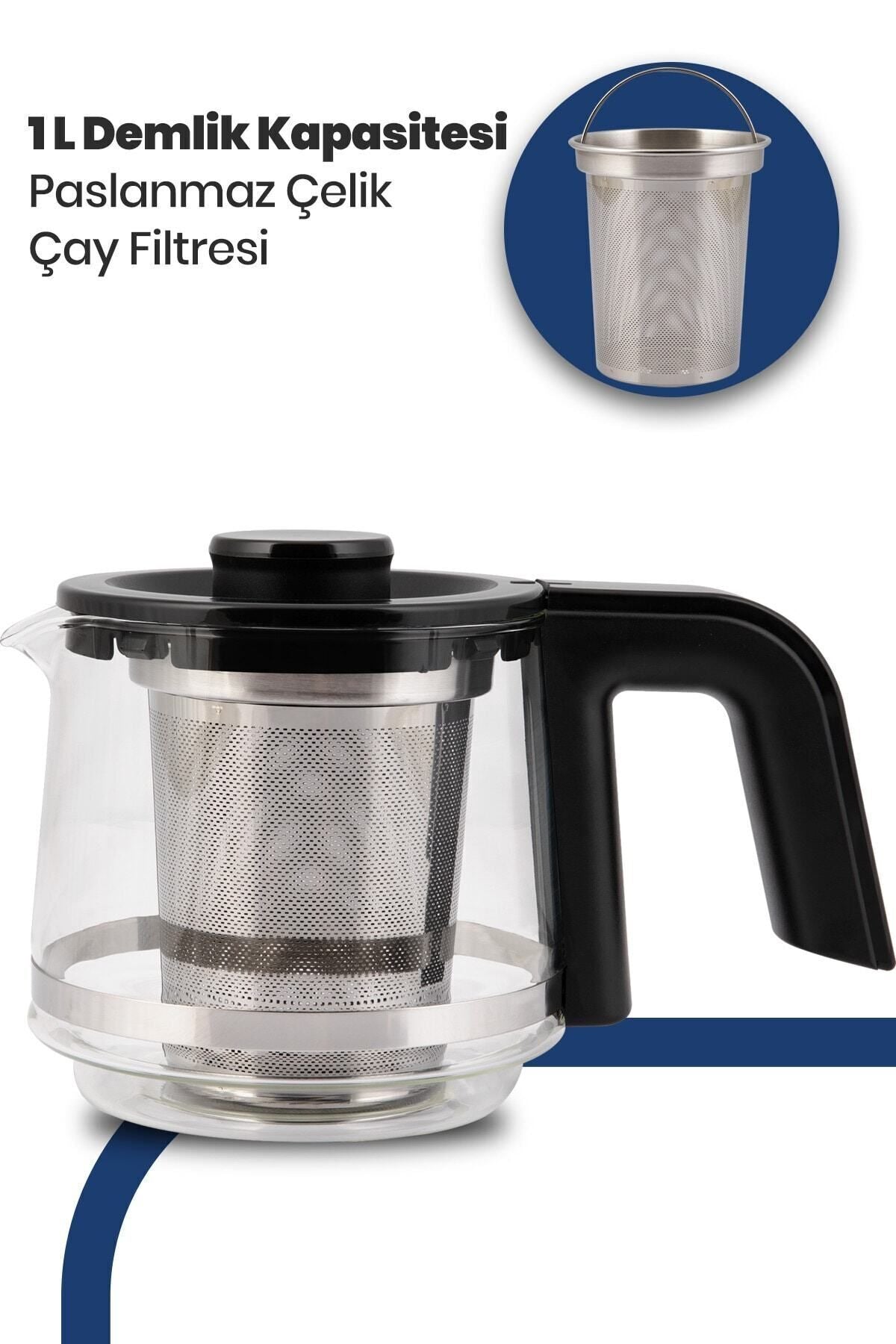 GoldMaster cinar 1900w Large Capacity Glass Tea Maker with Teapot and illuminated Water Kettle, Black GM8320S - MALLTURK