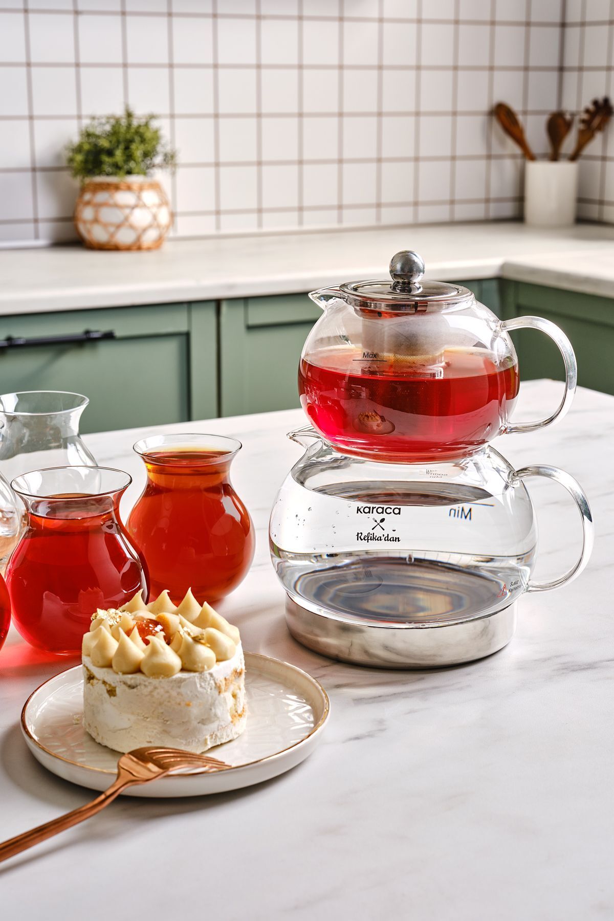Karaca X Refika Gonlubol induction Base Mini Glass Teapot - MALLTURK