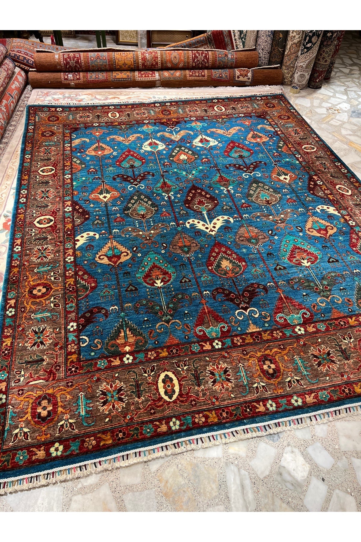 RD RAMAZAN DAG Hand Rug Art Hand-Woven Afgan Rug Cotton Base Wool Weave Olup Natural Dye Multicolor Rug - MALLTURK