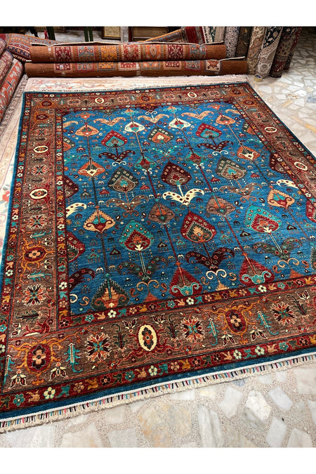 RD RAMAZAN DAG Hand Rug Art Hand-Woven Afgan Rug Cotton Base Wool Weave Olup Natural Dye Multicolor Rug - MALLTURK