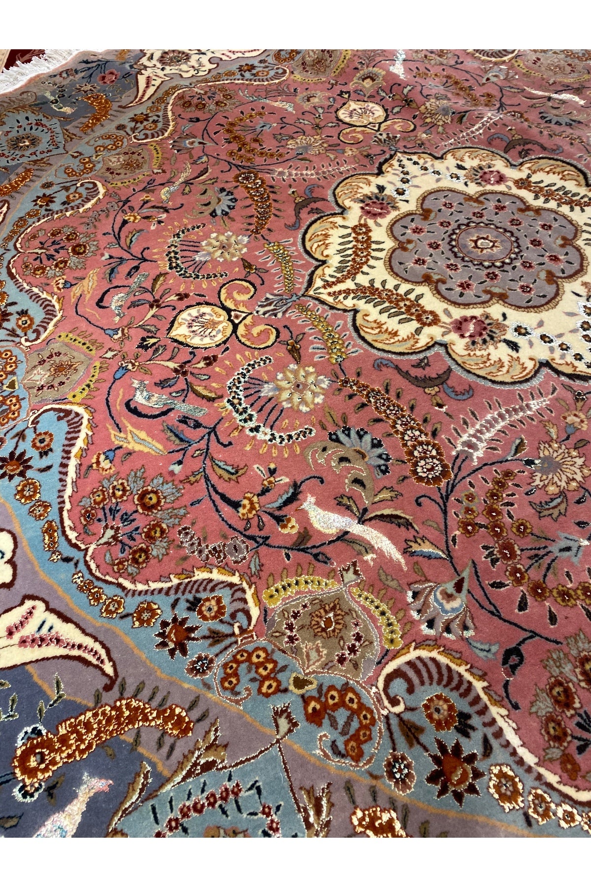 RD RAMAZAN DAG Hand Rug Art Hand-Woven Iranian Isfahan Yuvarlak Rug Wool Blend Size 245x245 - MALLTURK