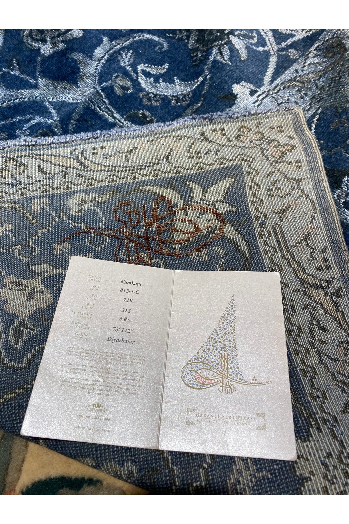 RD RAMAZAN DAG Hand Rug Art Hand-Woven Fine Rug Silk Weave Tughra Kumkapi Pattern 3.13x2.20 - MALLTURK