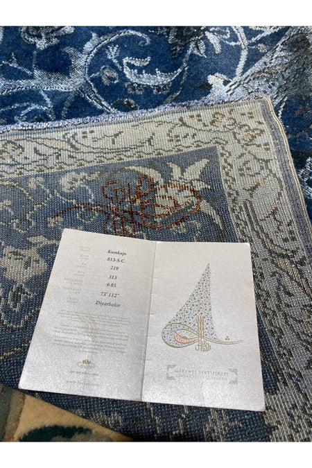 RD RAMAZAN DAG Hand Rug Art Hand-Woven Fine Rug Silk Weave Tughra Kumkapi Pattern 3.13x2.20 - MALLTURK