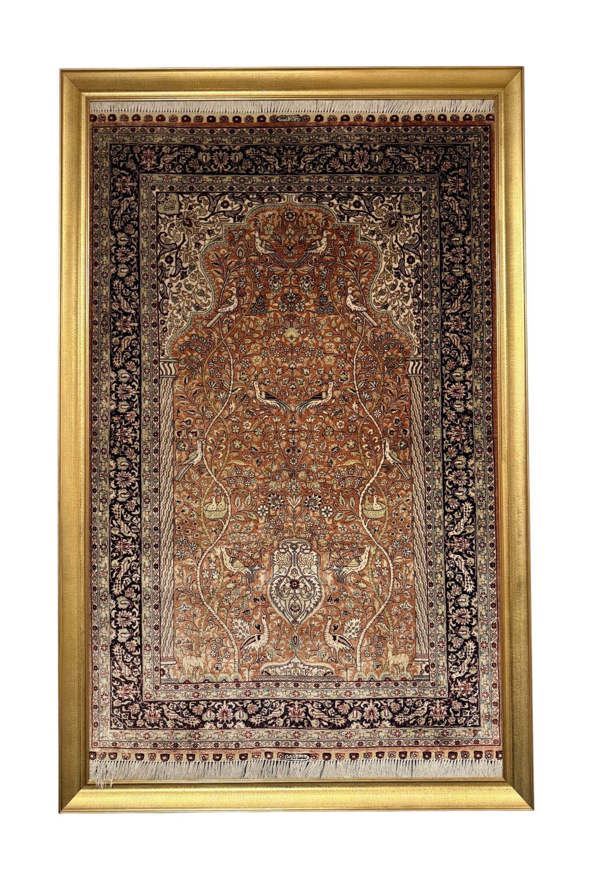 BURAK Rug Hand-Woven Pure Silk Rug Collectible Wall Rug 78x123 Tree of Life Design %100 Has Silk
