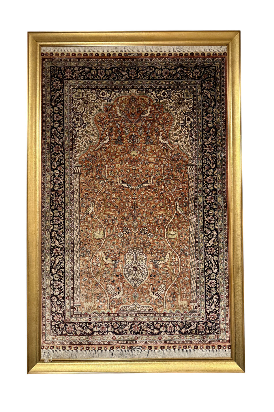 BURAK Rug Hand-Woven Pure Silk Rug Collectible Wall Rug 78x123 Tree of Life Design %100 Has Silk