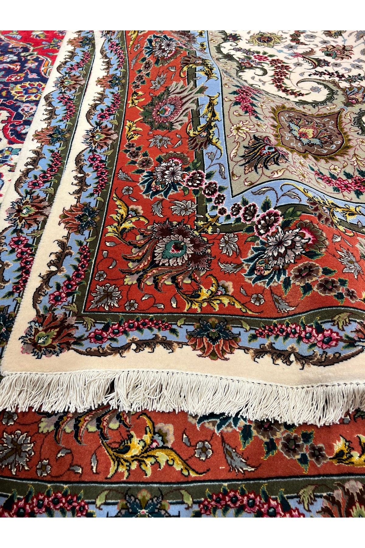 RD RAMAZAN DAG Hand Rug Art Hand-Woven Iranian Tabriz Rug Silk Fringe with Silk Weave Premium Quality Size 300x200
