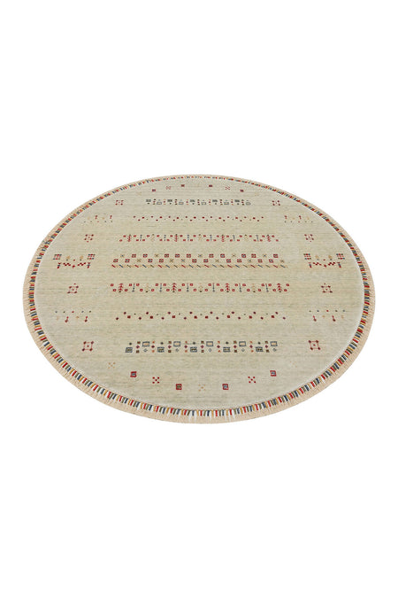 Eko Hali Zara ZR 06 Beige Round Carpet, a special loom carpet shaped by the intensive hand labor of women from Usak. - MALLTURK