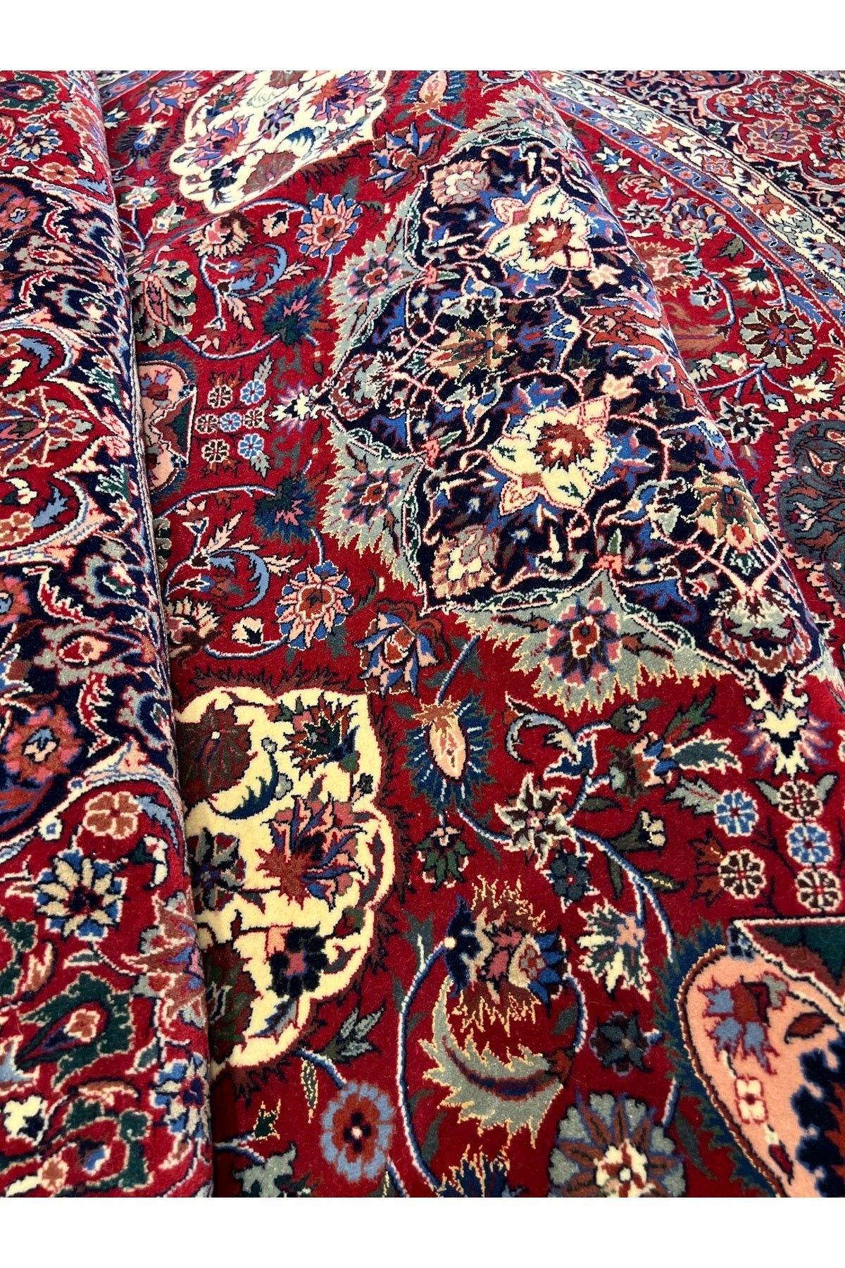 RD RAMAZAN DAG Hand Rug Art Hand-Woven Iranian Isfahan Yuvarlak Rug Wool Blend Size 215x215 - MALLTURK