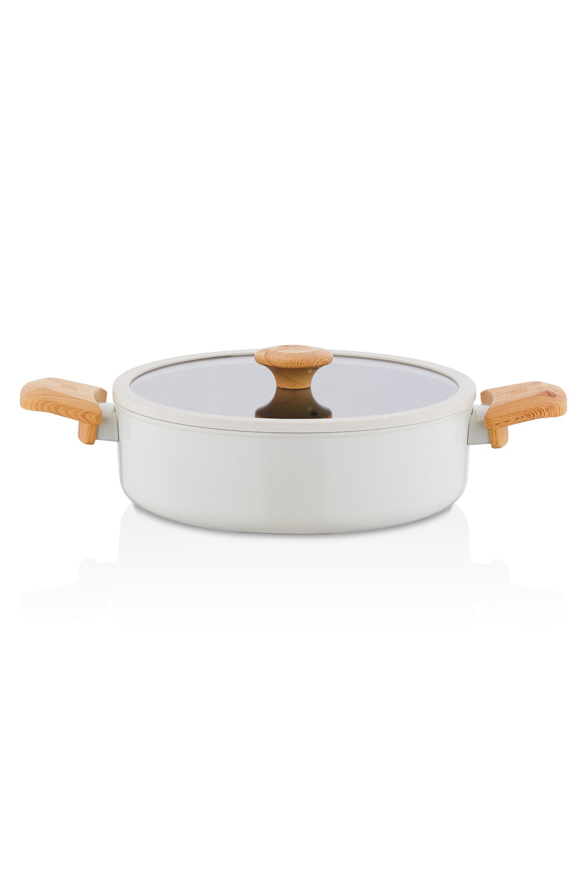 Tac Sera Feel Induction Compatible 7 Piece Ceramic Cookware Set Ahsap Kulplu, Nonstick, Modern Tasarim - MALLTURK