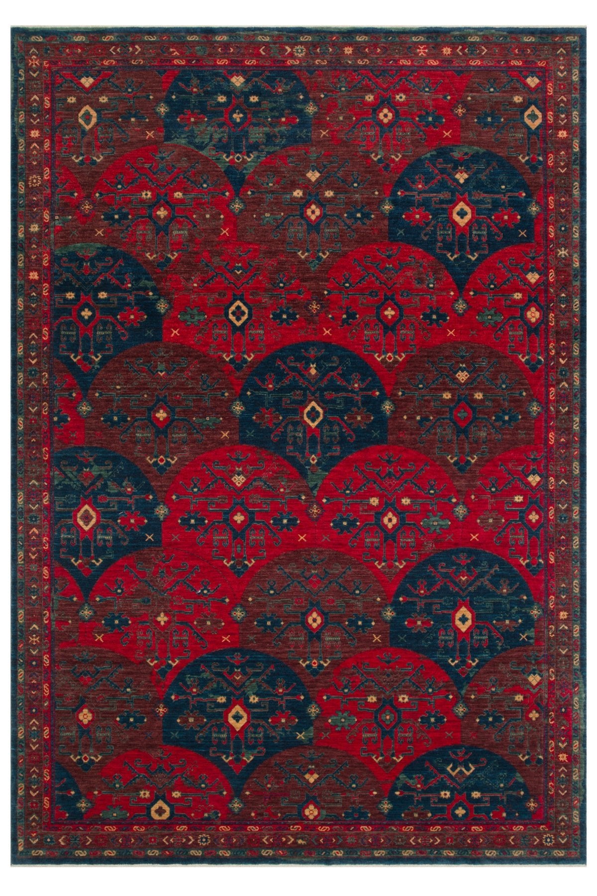 Kalesta Rug Rustik 02 Red Multy Natural Wool ile Ozel Tezgahlarda Hand-Woven Teknikleri ile Uretilen Living Room Rug