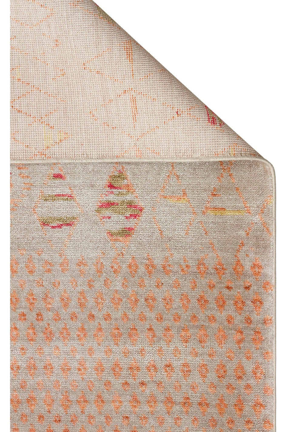 Vog Hali Efsun Handmade Beige Lyocell Special Loom Ethnic Usak Pattern Fringed Living Room Carpet - MALLTURK