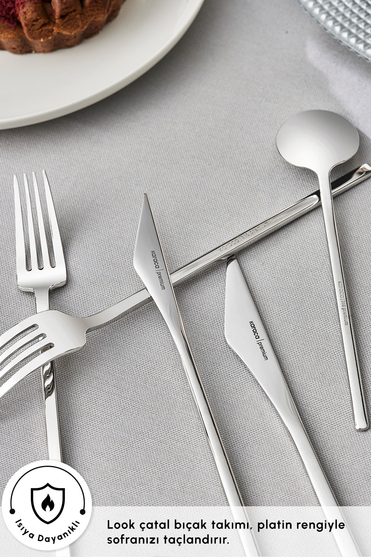 Karaca look 316 Steel 84 Piece 12 Place Setting premium Flatware Set Boxed - MALLTURK