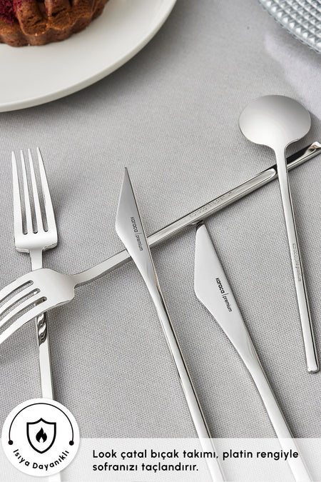 Karaca look 316 Steel 84 Piece 12 Place Setting premium Flatware Set Boxed - MALLTURK