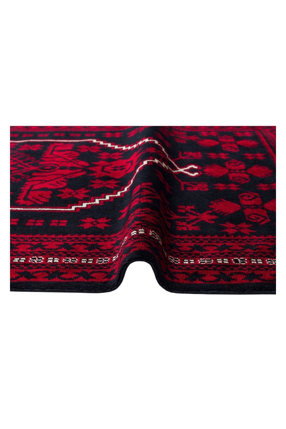 Eko Hali NOSTALGIA 956 BLUE Afghan / Yagcibedir Patterned Handcrafted Tencel Usak Carpet Produced on Special Looms. - MALLTURK