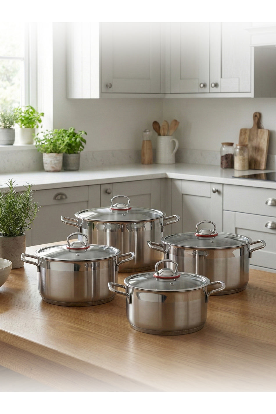 Hascevher Enzo 8 Pcs Cookware Set (18/20/22/24)V - MALLTURK